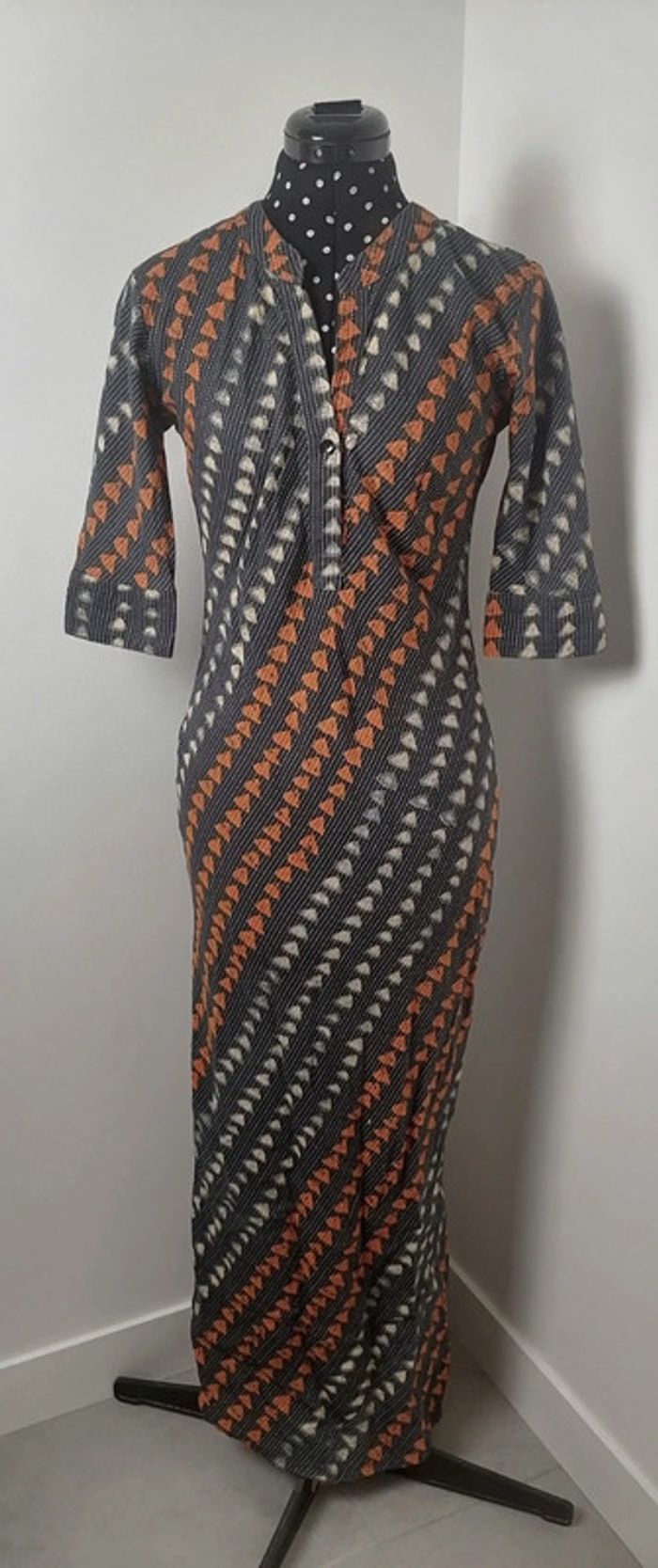 Robe imprimé géométrique gris crème orange Taille S Baigneuse Palace - photo numéro 2
