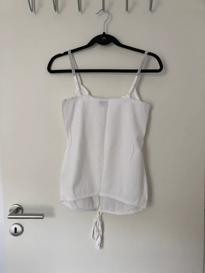 Top à bretelles blanc et perles grises Esprit taille 36 - photo numéro 7