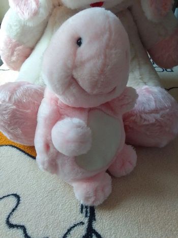 Peluche tortue rose et blanche