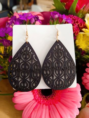 Boucles d'oreilles bois noir