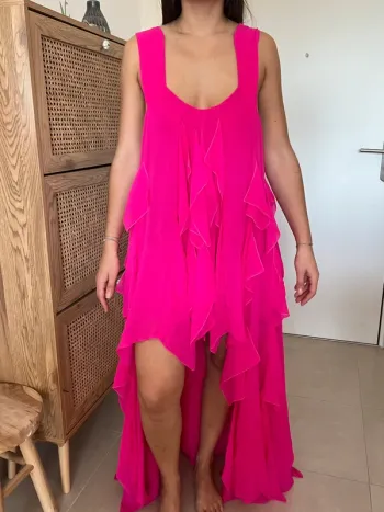 Robe asymétrique rose fuchsia Oud Paris