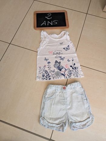 Short kiabi+débardeur H&M 2 ans