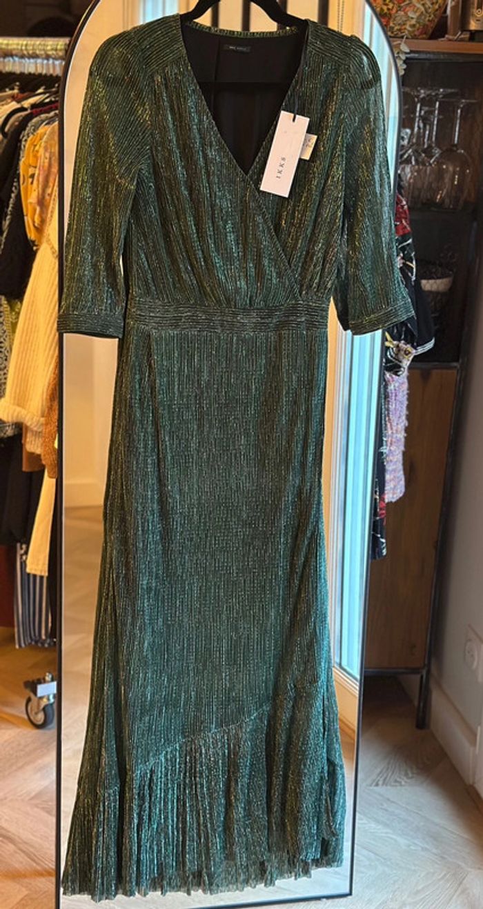 Robe longue IKKS vert métallisé – T.36 Neuve étiquette - photo numéro 5