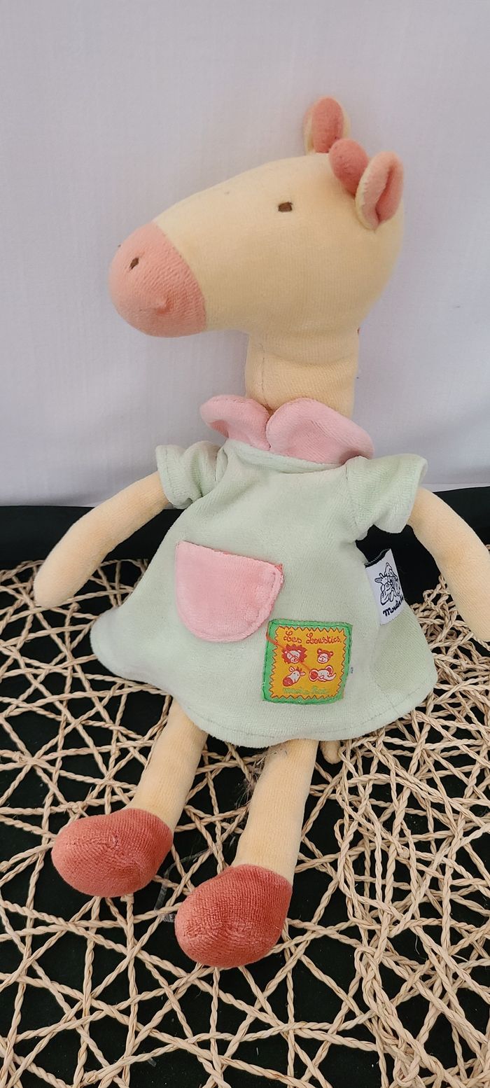 Doudou girafe robe verte jaune Les Loustics MOULIN ROTY - photo numéro 5
