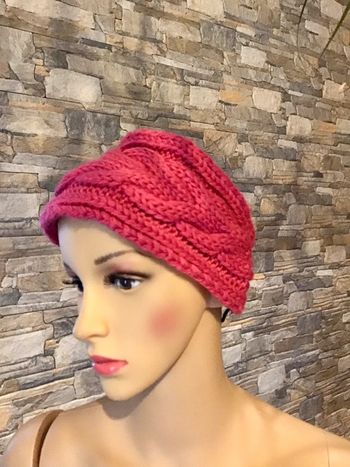 Bandeaux tête en laine colorie framboise réglable par  2 boutons