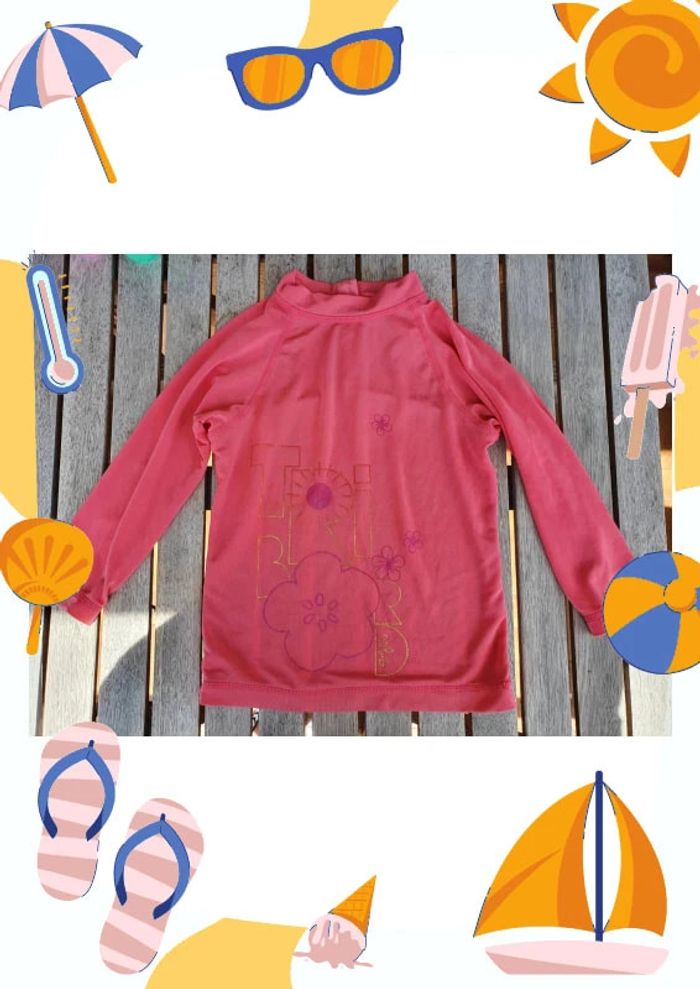 Tee shirt rose manches longues tribord decathlon fille taille 18 mois - photo numéro 2