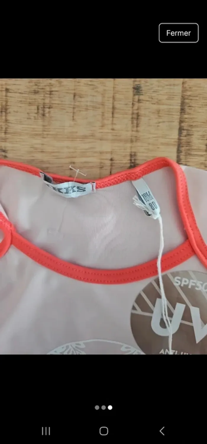 Tee shirt anti uv bébé fille ikks neuf 18m ( valeur neuve 29e) - photo numéro 3