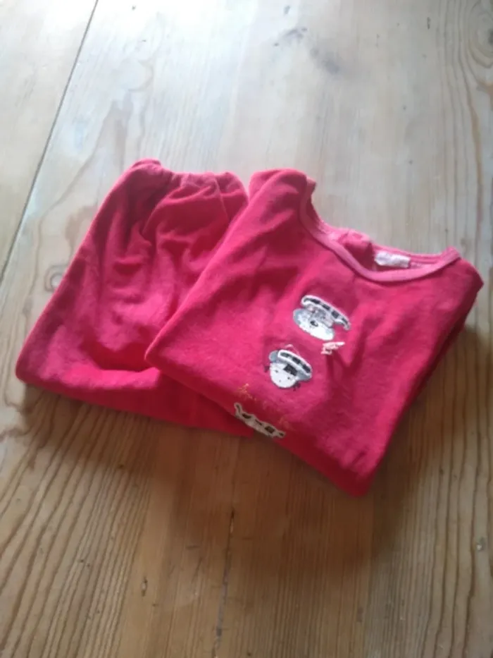 Pyjama Velours Fille Bordeaux - photo numéro 2