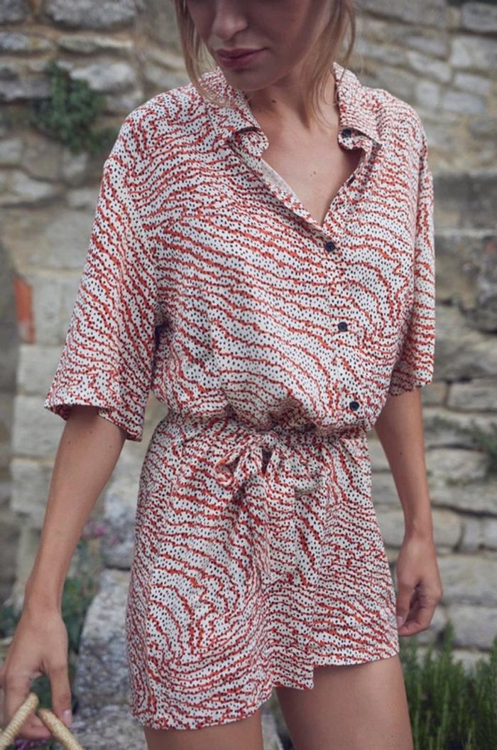 Combi short à motifs orange et noir Le Temps des Cerises