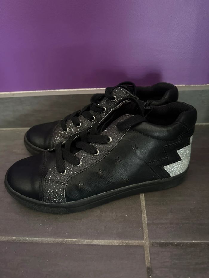 Baskets noir et argenté pailletée