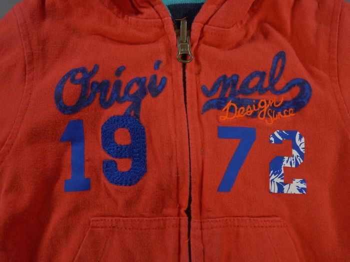 Gilet réversible tricot molleton bleu rouge rayures Catimini 12 mois 74 cm garçon - photo numéro 2