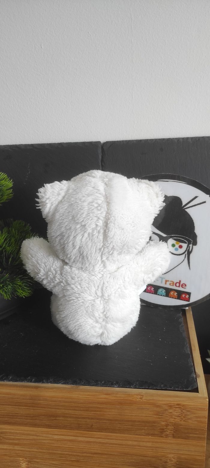Peluche Ours Empreinte Coussinet Rose 21 cm blanc boulgom ancien chat Bleu Bille - photo numéro 2