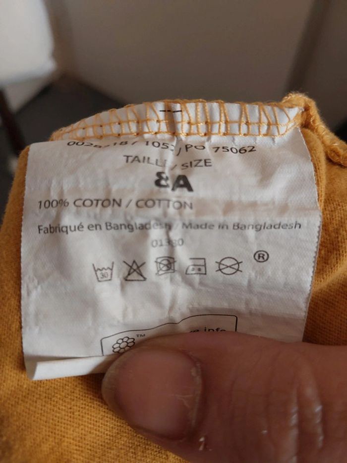 Tee-shirt uni couleur moutarde taille 8 ans - photo numéro 3