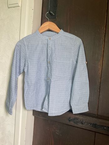 Chemise bleue col Mao 6 ans Tissaia