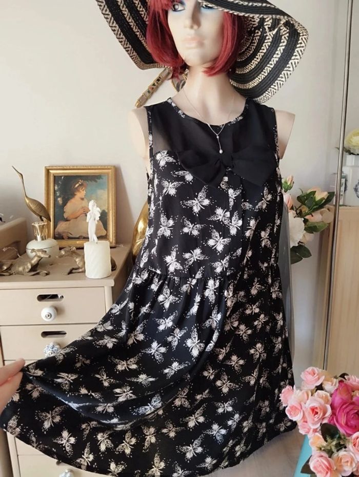 🖤Robe Légère Décolleté Voile & Noeud Atmosphère T34/36🖤 - photo numéro 19