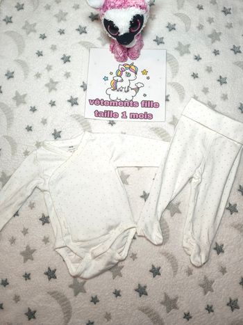 Ensemble Body + legging mixte H&M - 1 mois - blanc - très bon état