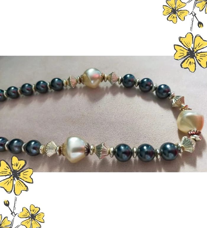 Collier vintage perles noires et nacrées – Élégance contrastée - photo numéro 6