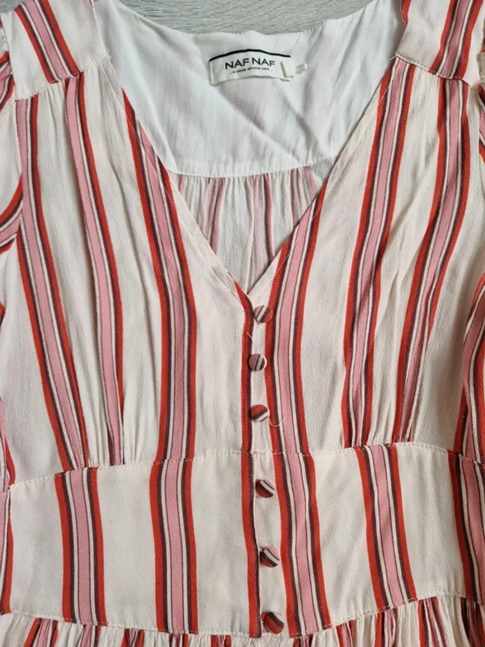 Très jolie robe naf naf écrue à rayures taille 34 - photo numéro 3