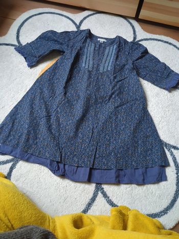 Robe Vertbaudet 6 ans bleu ocre champêtre liberty