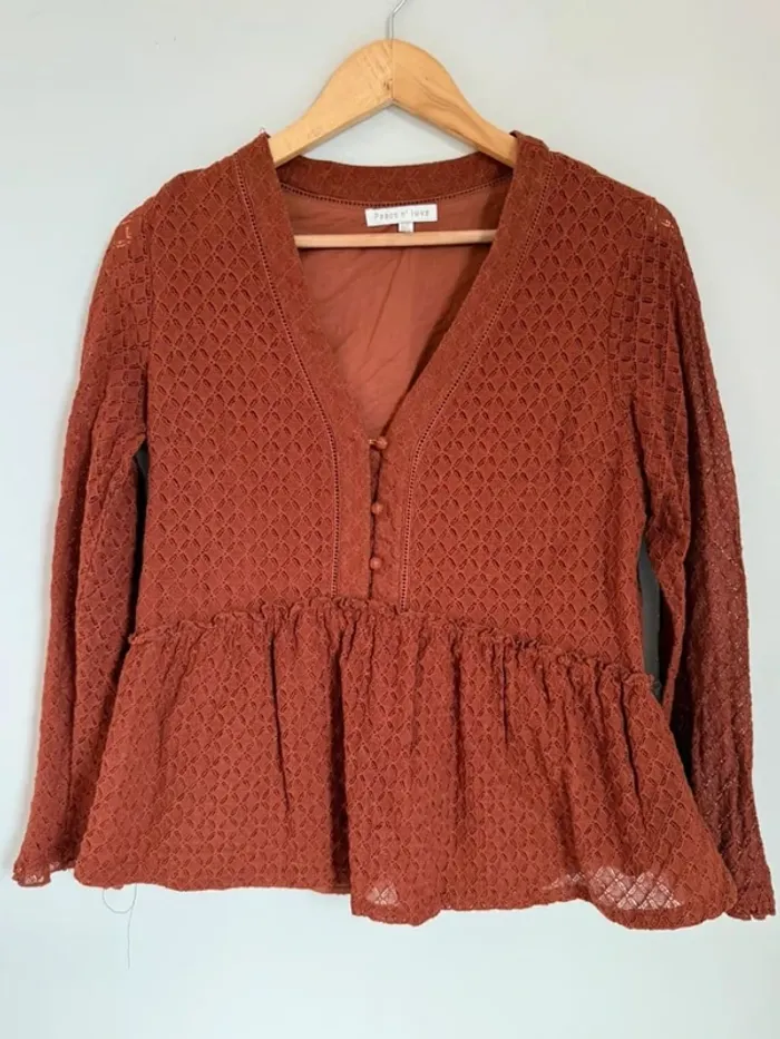Haut broderie rouille