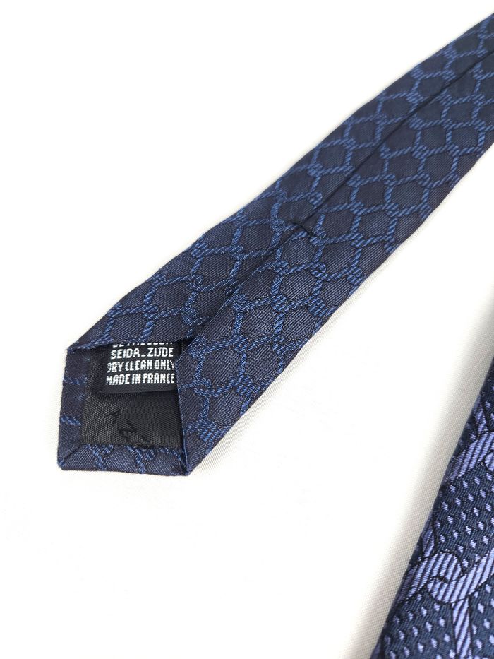 Cravate Azzaro en Soie - Bleu Marine Micro-Motif - photo numéro 5
