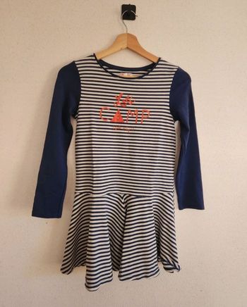 Robe fille 10 ans – DPAM – rayée bleu et blanc – manches longues