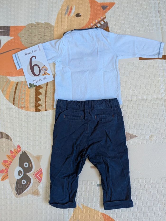 Tenue Obaibi 6 mois t-shirt manches longues et pantalon - photo numéro 2