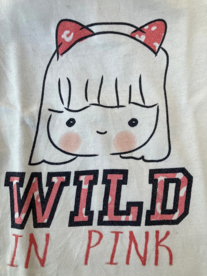 Tee shirt col roulé à manches longues « wild in pink » fille - 9 mois - tex - photo numéro 2