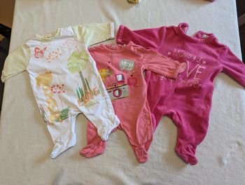 Lot de 3 pyjamas 1 pièces bébé fille 1 mois kitchoun