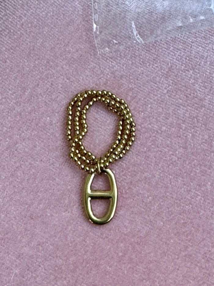 Bague 3 rangs réglable boules maillon farandole en breloque acier inoxydable or - photo numéro 4