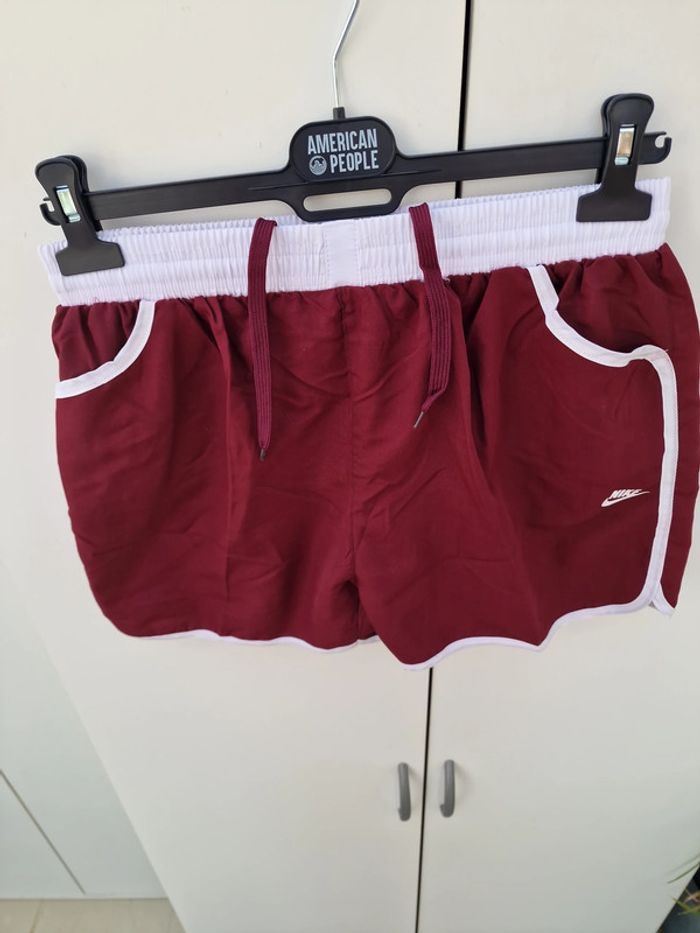 Short De Plage Rouge Bordeau Blanc - photo numéro 2