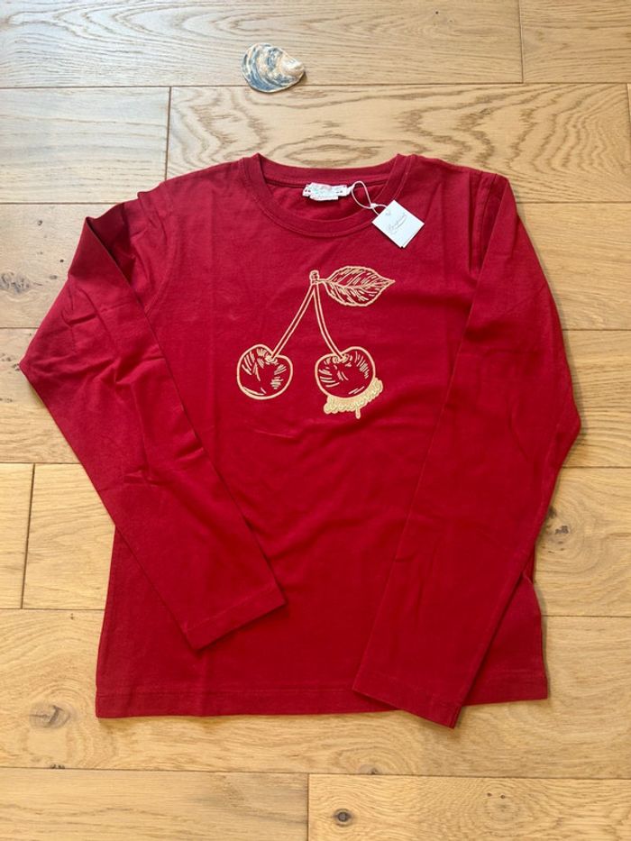 Tee shirt Bonpoint manches longues tee shirt cerise velours 12 ans Bonpoint - photo numéro 2