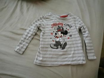 Tee shirt ml mickey rayé 18mois