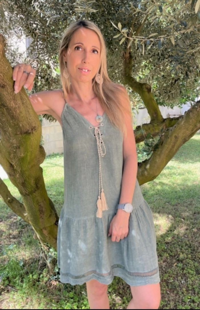 Robe été coton et lin taille unique - photo numéro 5