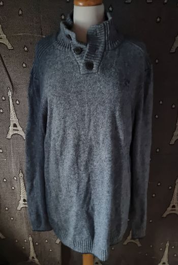 Pull d'hiver gris taille 2xl col boutonnée