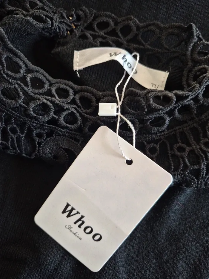 Robe Noire en dentelle Manches Longues Femme Taille Unique - photo numéro 3