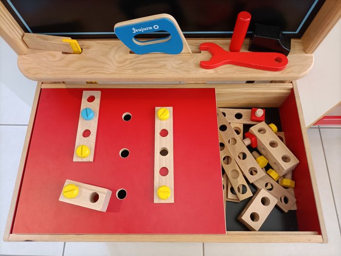 Établi bois avec grande ardoises + outils et accessoires 94 cm*46,5cm Jeujura - photo numéro 6