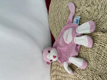 Doudou plat chien violet/mauve et blanc ouaf Eveil et Tendresse CMP