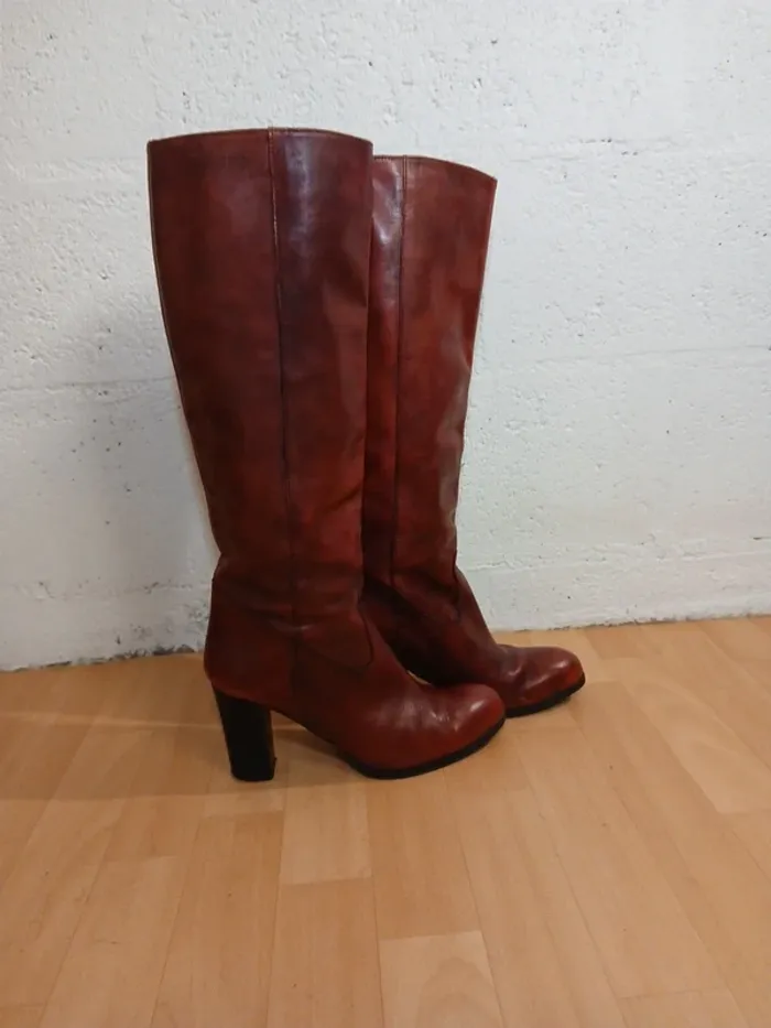 👢 Bottes Jonak bordeaux grenat – Pointure 39 – Bon état - photo numéro 3