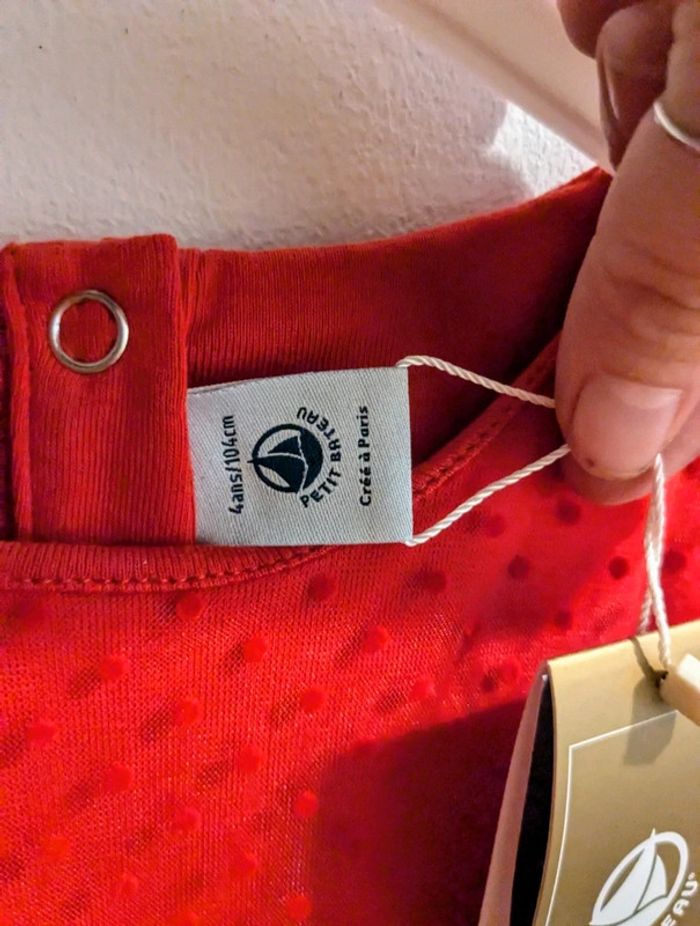 Robe rouge 4 ans petit bateau tulle - photo numéro 3