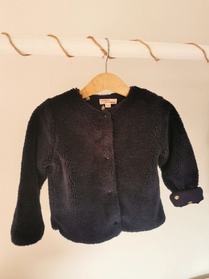 Gilet fourrure bleu marine, DPAM, 24 mois