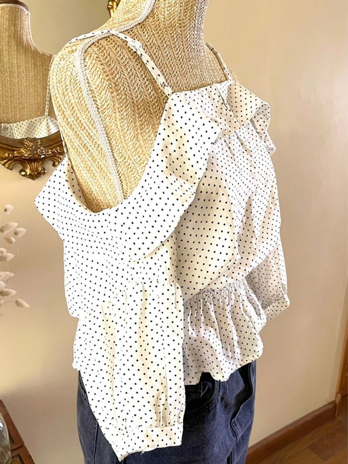 Sublime Top blanc à Pois noir Vintage dressing