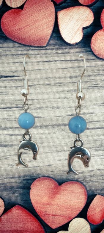 Boucles d'oreilles ''Little Dolphin' en Aigue-Marine