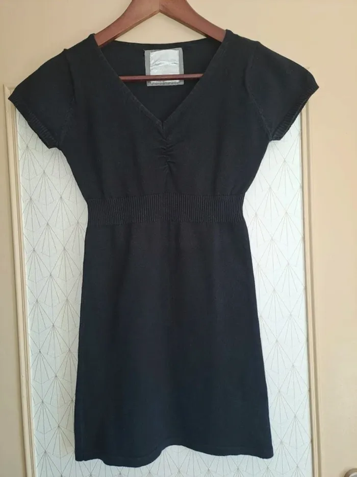 Robe tunique manches courtes turban collection noire femme M tbe couleur légèrement passée