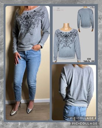 🩶 Sweat gris imprimé géométrique ICHI – Taille xs SOLDÉ -50% 🩶