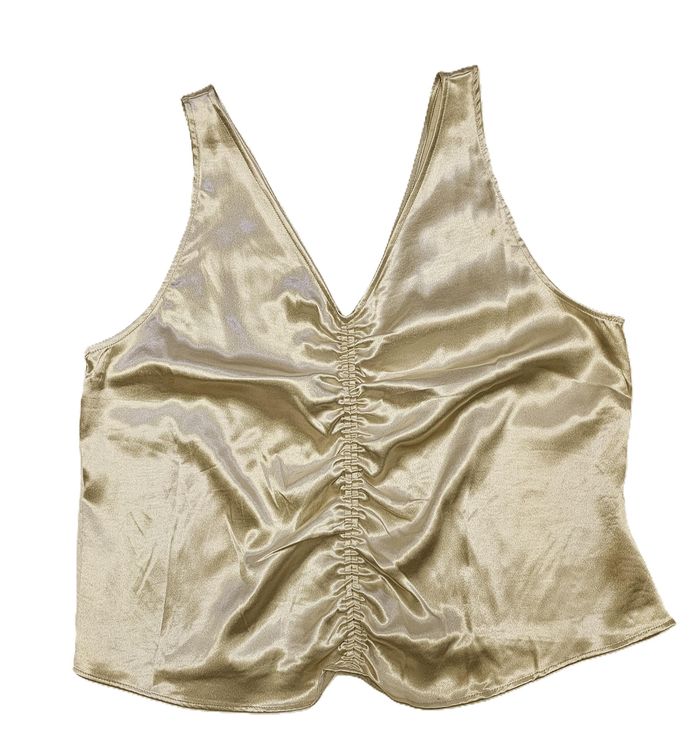 Top court pour les fêtes, couleur or, en satin H&M - photo numéro 3