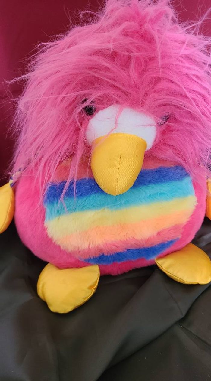 Peluche vintage perroquet AJENA arc-en-ciel oiseau rose - photo numéro 5