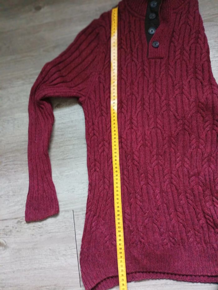 Pull en maille torsadée Claiborne– Taille S - Bordeaux / Noir - photo numéro 4