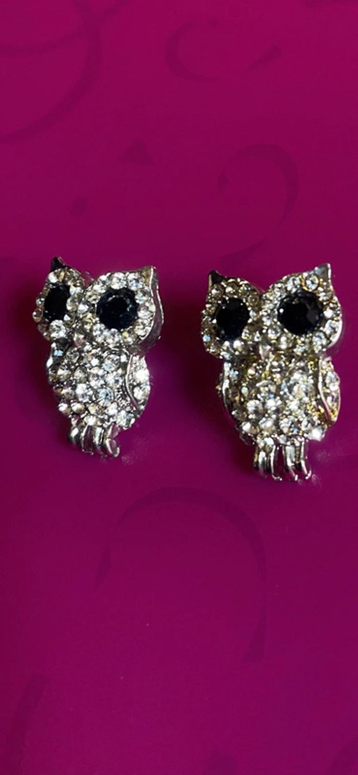 Boucle d’oreille fantaisie hiboux - photo numéro 1