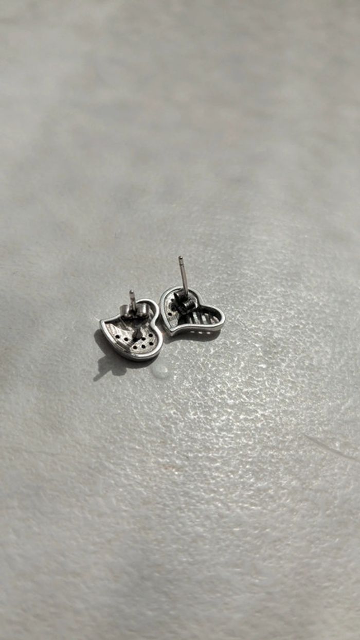 Boucles d'oreilles forme cœur en argent - photo numéro 5
